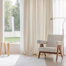 Im4, A Pair Of Off White Curtains, Heavy Weight Cotton Blend Curtains Living Room Drapery Panels, Bedroom Custom Made - thumbnail 2
