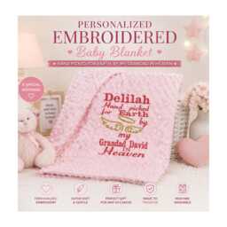Personalised Hand Picked For Earth Baby Blanket, Embroidered Memorial Keepsake, Gift, Loved One in Heaven, 100 X 75cm - thumbnail 1