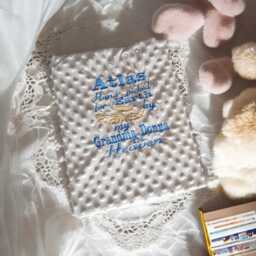 Personalised Hand Picked For Earth Baby Blanket, Embroidered Memorial Keepsake, Gift, Loved One in Heaven, 100 X 75cm - thumbnail 4