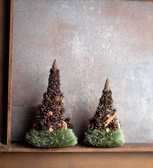 Eco Mini Christmas Trees, Pine Cone Natural Decorations, Organic Tree, Small Mantle Decor - image 1