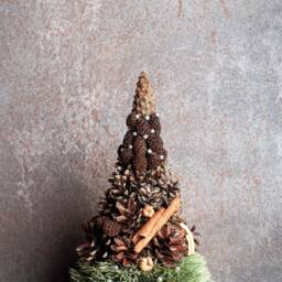 Eco Mini Christmas Trees, Pine Cone Natural Decorations, Organic Tree, Small Mantle Decor - thumbnail 3