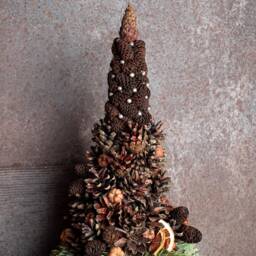 Eco Mini Christmas Trees, Pine Cone Natural Decorations, Organic Tree, Small Mantle Decor - thumbnail 4