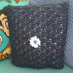 Hand Crocheted Square Cushion - 1 in Stock Decorative Pillows - Floor - thumbnail 2