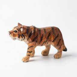 Hand Carved Wooden Tiger Figurine, Rustic Animal Sculpture, Safari Nursery Decor, Wood Art Statue, Personalized Lunar New Year Gift Idea - thumbnail 3