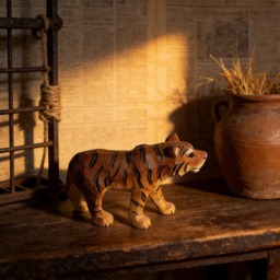 Hand Carved Wooden Tiger Figurine, Rustic Animal Sculpture, Safari Nursery Decor, Wood Art Statue, Personalized Lunar New Year Gift Idea