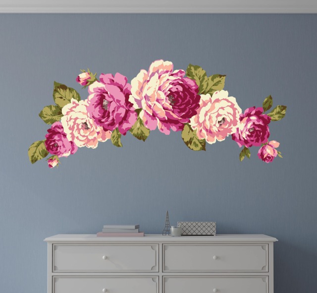 Floral Wall Mural - Watercolor Peony Art Removable Wallpaper Nursery Decal Peel & Stick