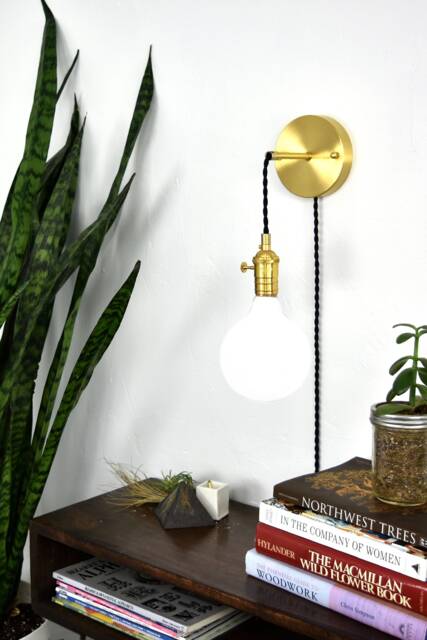 Plug in Adjustable Wall Sconce - Custom Finish Led Or Antique Bulbs Bedroom Lighting Bedside Lamp - image 1