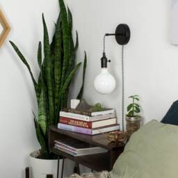 Plug in Adjustable Wall Sconce - Custom Finish Led Or Antique Bulbs Bedroom Lighting Bedside Lamp - thumbnail 3