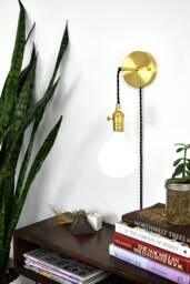 Plug in Adjustable Wall Sconce - Custom Finish Led Or Antique Bulbs Bedroom Lighting Bedside Lamp - thumbnail 1