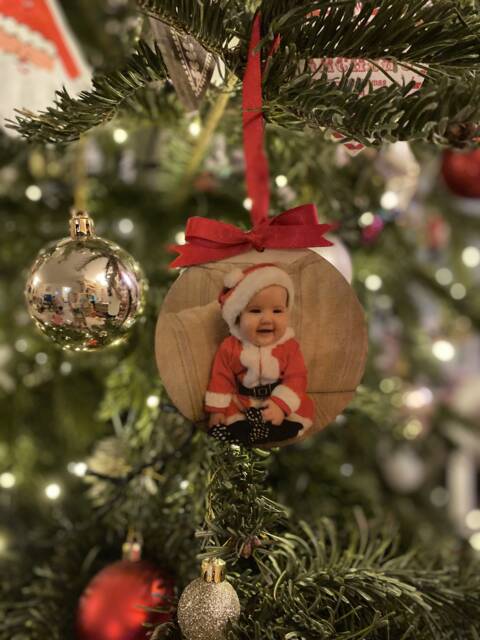 Christmas Gift For Dad, Personalised Wooden Photo Heart Or Bauble, Gift, Your On Wood, Handmade, Grandad, Christmas - image 1