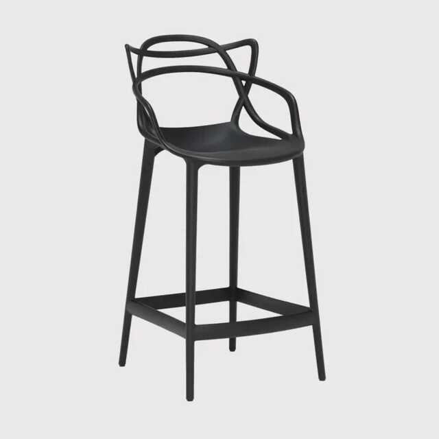 Black Breakfast Bar Stool Masters Style Kitchen Counter Stools Pub Outdoor Chairs Cafe Plastic - image 1