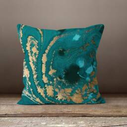 Turquoise Cushion Cover, Modern Vivid Pillow Case, Bohemian Bedroom Decor, Blue Abstract Covers, Living Room Decor - thumbnail 3