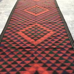 Afghan Kilim Runner Rug, Hand-Knotted Geometric Flatweave - 478 cm X 151 cm - thumbnail 3