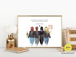 Personalised 21st Birthday Friendship Print - Gift Portrait Funny - thumbnail 1