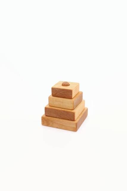 Wooden Pyramid - Square Stacking Toy Natural Learning Stacking Stacker Motor Skills Birthday Gift - image 1