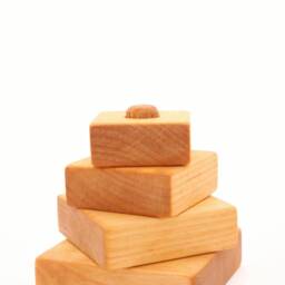 Wooden Pyramid - Square Stacking Toy Natural Learning Stacking Stacker Motor Skills Birthday Gift - thumbnail 4