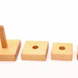 Wooden Pyramid - Square Stacking Toy Natural Learning Stacking Stacker Motor Skills Birthday Gift - thumbnail 2