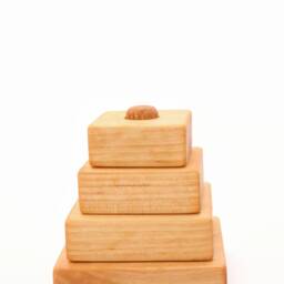 Wooden Pyramid - Square Stacking Toy Natural Learning Stacking Stacker Motor Skills Birthday Gift - thumbnail 3