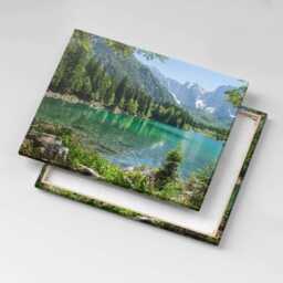 Mountain Landscape Of A Lake in The Forest Canvas, Picture Wall Hanging, Green Art, Landscape Canvas Painting - thumbnail 3