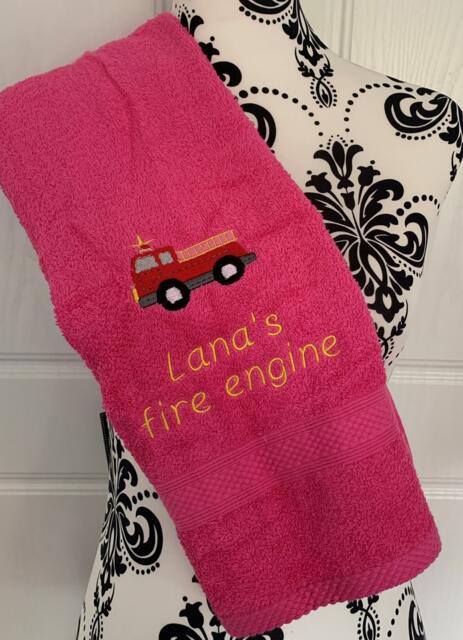 Fire Truck/Engine Towel - Personalised Face Cloth Hand Bath = Embroidered - image 1