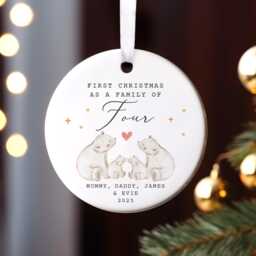 Personalised First Christmas As A Family Decoration, Keepsake Bauble Gift, Ceramic Ornament, Baby's Decoration - thumbnail 1