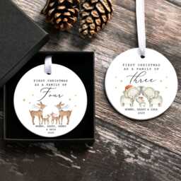 Personalised First Christmas As A Family Decoration, Keepsake Bauble Gift, Ceramic Ornament, Baby's Decoration - thumbnail 3
