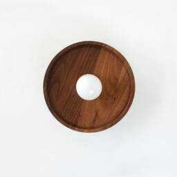 Walnut Round Minimalist Fixture Light Modern Kitchen Sconce Vanity Bedroom Hallway - thumbnail 2