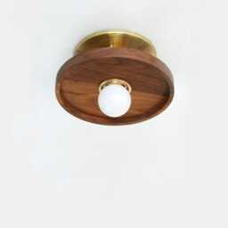 Walnut Round Minimalist Fixture Light Modern Kitchen Sconce Vanity Bedroom Hallway - thumbnail 3