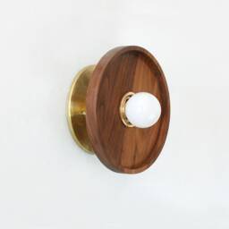Walnut Round Minimalist Fixture Light Modern Kitchen Sconce Vanity Bedroom Hallway - thumbnail 4