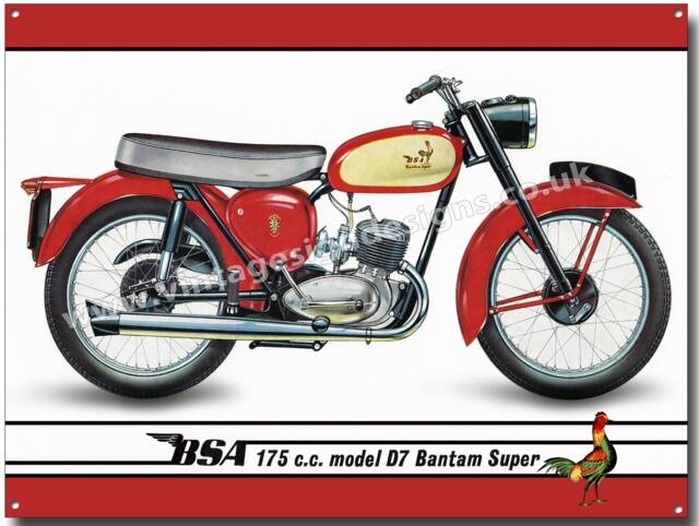 "Bsa 175Cc Model D7 Bantam Super Motorcycle Metal Sign Size 16""x12"