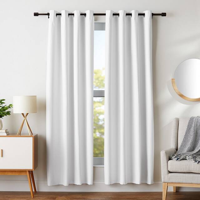 Pair Of White Curtains 100% Full Blackout Thermal Insulated Custom Curtains, Energy Efficient, Complete Darkness, Uv Block Draperies - image 1