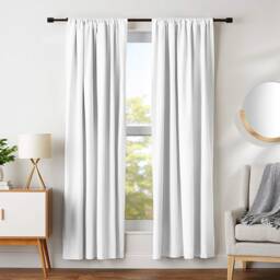 Pair Of White Curtains 100% Full Blackout Thermal Insulated Custom Curtains, Energy Efficient, Complete Darkness, Uv Block Draperies - thumbnail 3