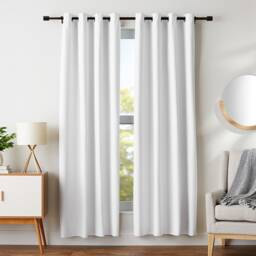 Pair Of White Curtains 100% Full Blackout Thermal Insulated Custom Curtains, Energy Efficient, Complete Darkness, Uv Block Draperies