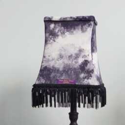 Upcycled Victorian Lampshade with Whimsical Black Fringe, Purple Beads & Monochrome Abstract Pattern, Homeware - thumbnail 3