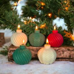Large Christmas Ball Scented Candle, Christmas Ornaments, Festive Candle Gift, Winter Home Decor, Xmas Gift For Her, Stocking Filler, Red Green - thumbnail 2