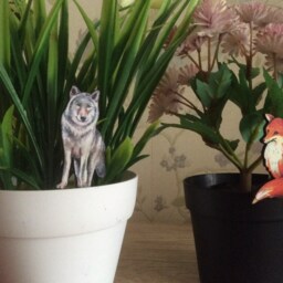 Indoor Garden, Pot Plant Gifts, Fox Stakes , Plant Lover Gift Ideas, Herb Planter Gifts , Wolf Decor, Fox Gifts, Houseplant - thumbnail 2