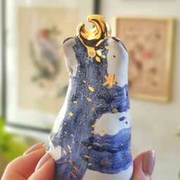 Moon Phases Cat Figurine, Celestial Art, Galaxy Sculpture, Crescent Cat, Sailor Moon, Ceramic Crazy Lady, Milky Way - thumbnail 3