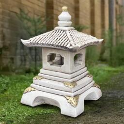 Concrete Pagoda Lantern Stone Zen Statue Asian Garden Figurine Japanese Decor Cement Oriental Lamp Outdoor Yard Ornament Lamp Lover Gift - thumbnail 1