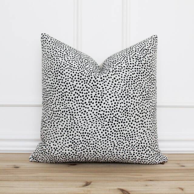Black & White Dot Pillow Cover Polka Textured Designer Decorative Accent Lumbar - Penny - image 1