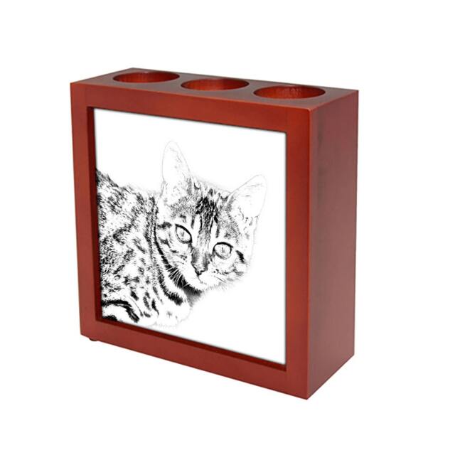 Bengal - Wooden Stand For Candles/Pens With The Image Of A Cat New Collection - image 1