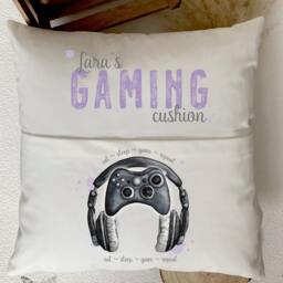 Personalised Gaming Boys Girls Room Pocket Cushion - Gamer Controller Headset - thumbnail 3