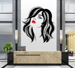 Woman Face Vinyl Wall Decal Beauty Salon Decor 2936 - thumbnail 1
