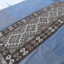 2.1x6.7 Ft Short Narrow Runner Kilim Rug, Handmade Wool Flatweave Natural Veg Dyes Oriental Beige Gray Kilim, Hallway Rug - thumbnail 2