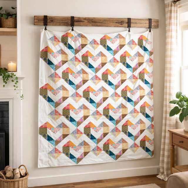Love Connection Quilt Pattern PDF - Romantic Heart Throw Size 51 X 66 Valentine Patchwork Instant Download - image 1
