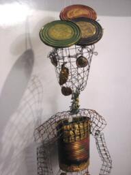 Funny Girl - Wire Metal Mesh, Tin Can, Shell Sculpture. Ooak . Home & Office Decor Bronze Blue Silver Green Gold Colors - thumbnail 1