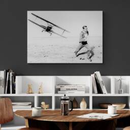 North By Northwest Movie Print - Cary Grant Airplane Chase, Framed Canvas Art - thumbnail 2
