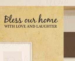 Bless Our Home With Love & Laughter Family Living Room Decorative Vinyl Wall Decal Lettering Art Decor Quote Sticker Graphic Saying H06 - thumbnail 1