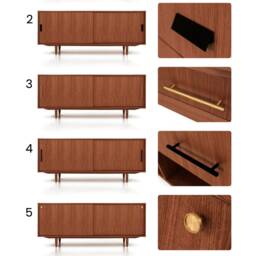 Mid-Century Sideboard, Dresser, Commode, Credenza Made Of Oak Veneer - Teak Colour Livlo T-S06 - thumbnail 3