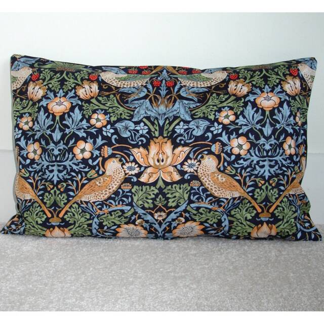"10x16 Tempur Travel Pillow Cover With Zip Small 40x26cm William Morris The Strawberry Thief Oblong Cushion Sham Pillowcase 16""x10" - image 1