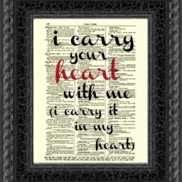 Black & Red I Carry Your Heart With Me Art Print, E. Cummings Quote Print On 1897 Dictionary Page, Holiday Gift - thumbnail 3